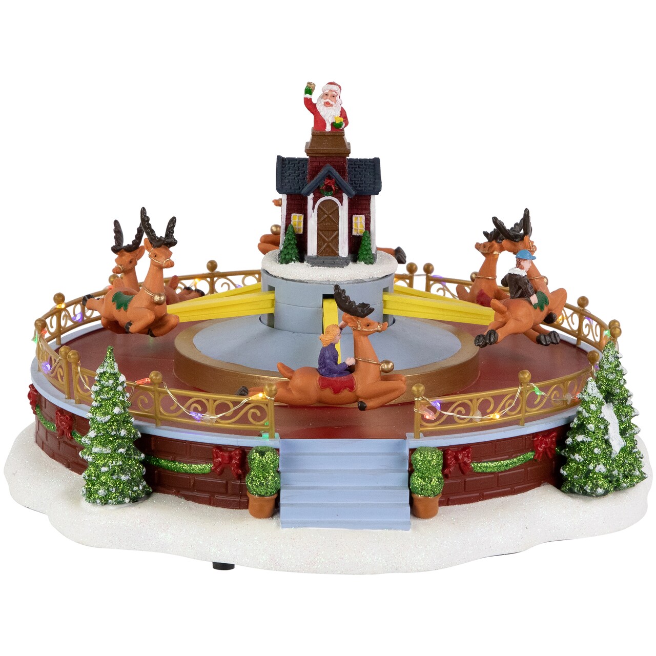 Northlight Animated and Musical Rockin' Reindeer Ride LED Lighted Christmas Village Display - 12"